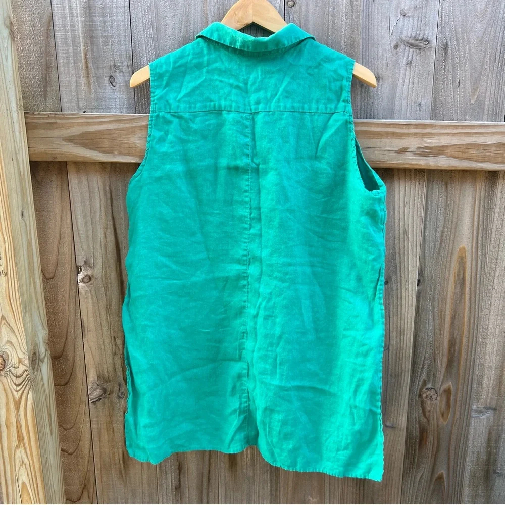Chico’s Turquoise Linen Two-Piece Outfit - Size 3 (Petite) - Picture 3 of 8